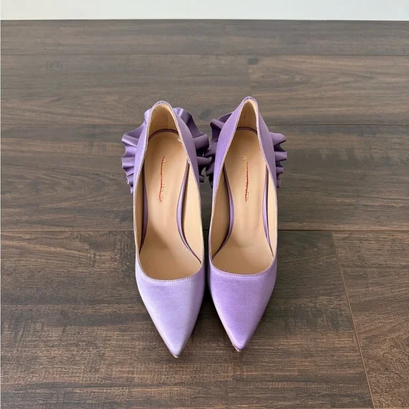 Andrea Wazen Rouches 105MM Satin Pumps